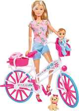 Simba 105739050 – Steffi Love Bike Tour, Steffi und Evi in ​​ihrem dreistöckigen Schloss mit Schaukel, Möbeln und viel Zubehör, 40 Teile, 102x90x38cm, für Kinder ab 3 Jahren