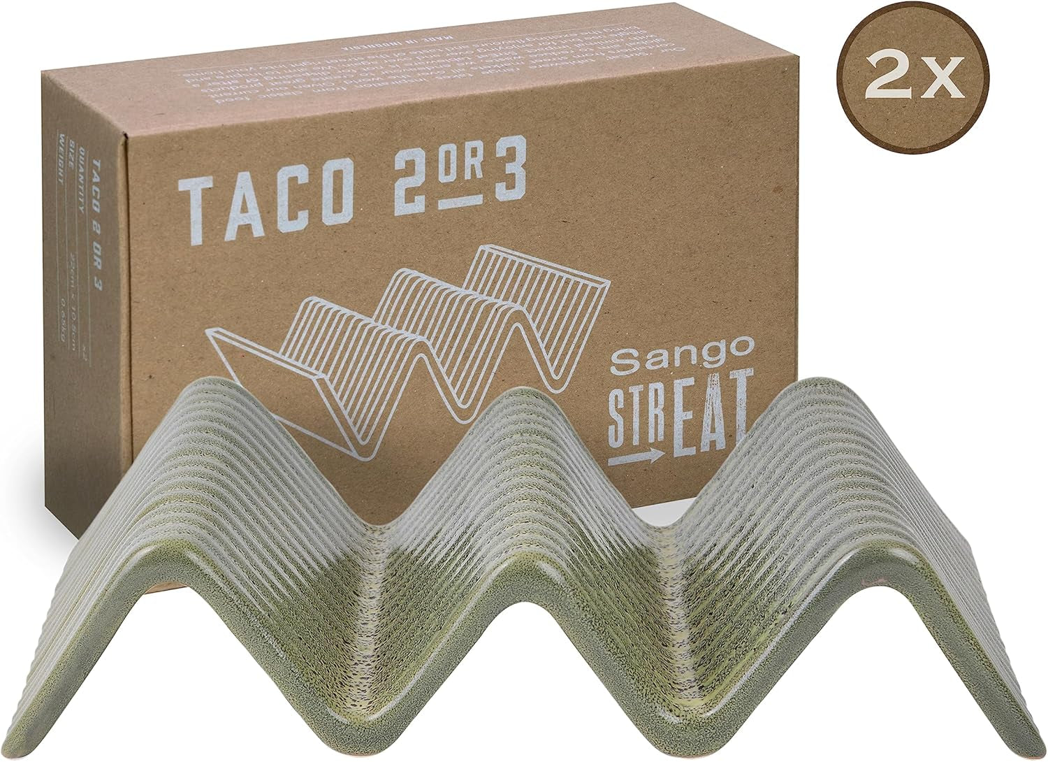 CreaTable, 33984, Street Food-Serie, Geschirrset für 2 Personen, Street Taco 2-Ständer aus Steingut, spülmaschinen- und mikrowellenfest, hochwertige Herstellung