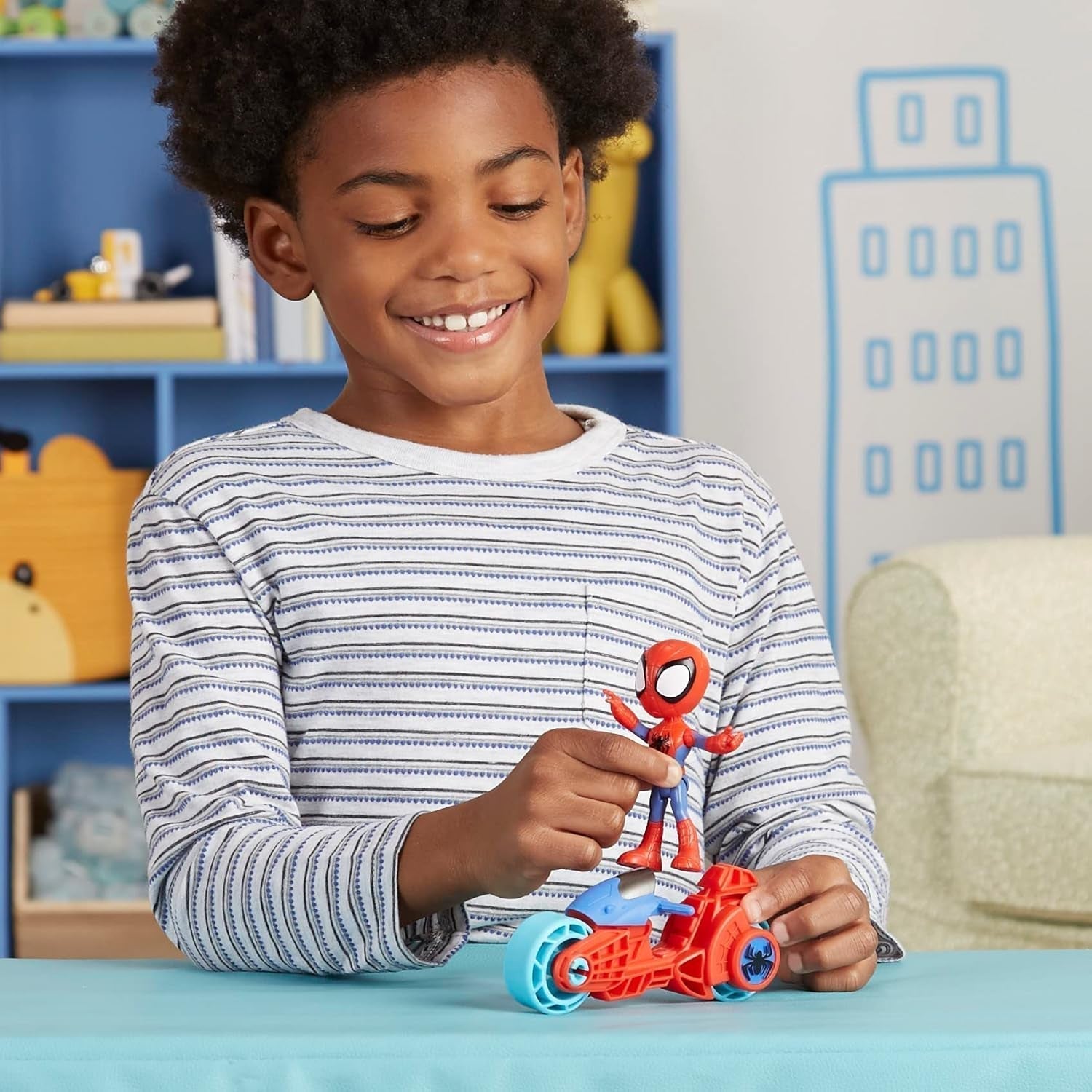 SPIDEY und SEINE FANTASTISCHEN FREUNDE Marvel Spidey Motorradfigur Spielzeug für Jungen und Mädchen ab 3 Jahren Actionfiguren Naty Shop