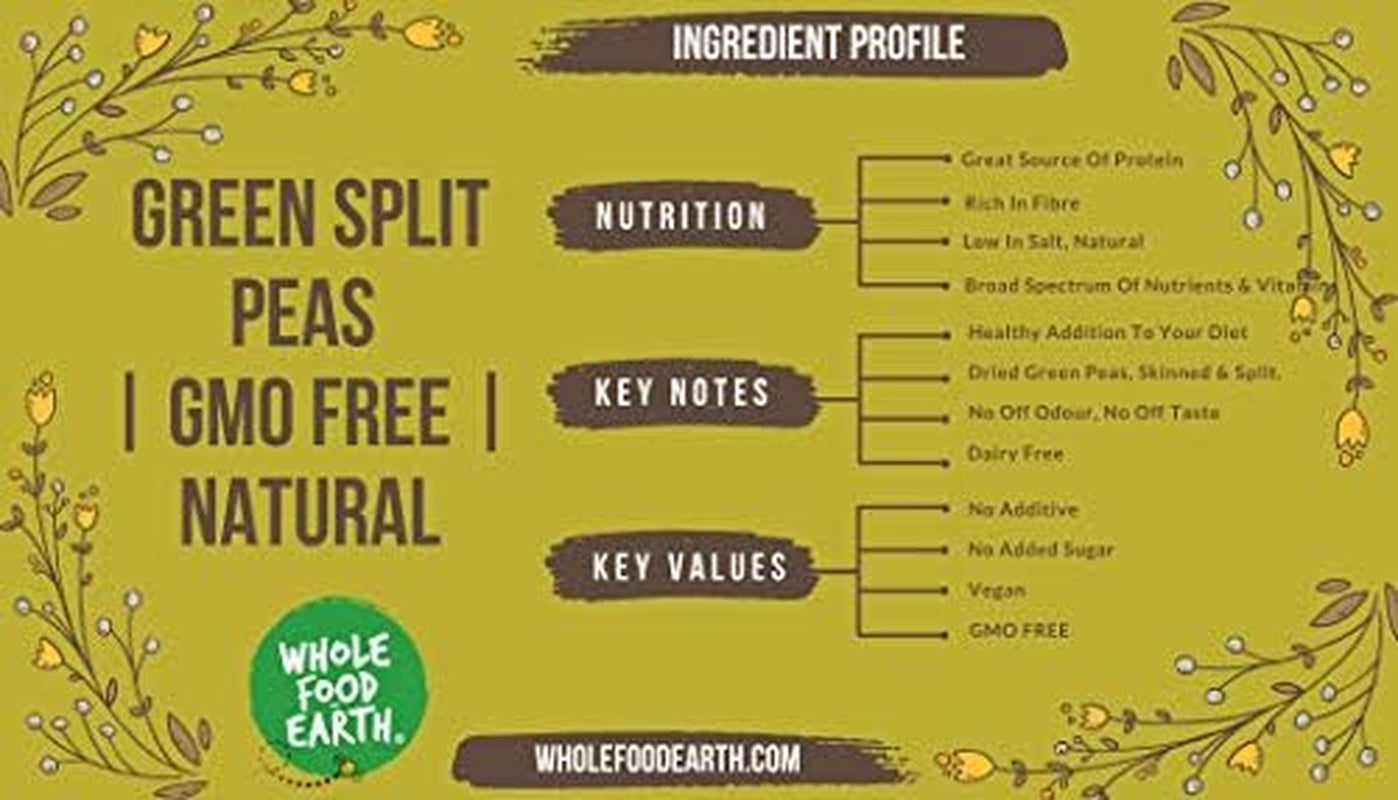 Wholefood Earth Organic Split-Grüne Erbsen – 1 kg