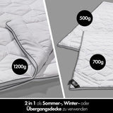 4-Jahreszeiten-Steppdecke 135 x 200 – 2-in-1-Ganzjahresdecke 135 x 200 – atmungsaktive, waschbare und vegane Steppdecke – Duo-Steppdecke mit Komfortband zum Schlafen – 500 g und 700 g Füllung. Steppdecken und Steppdecken Naty Shop