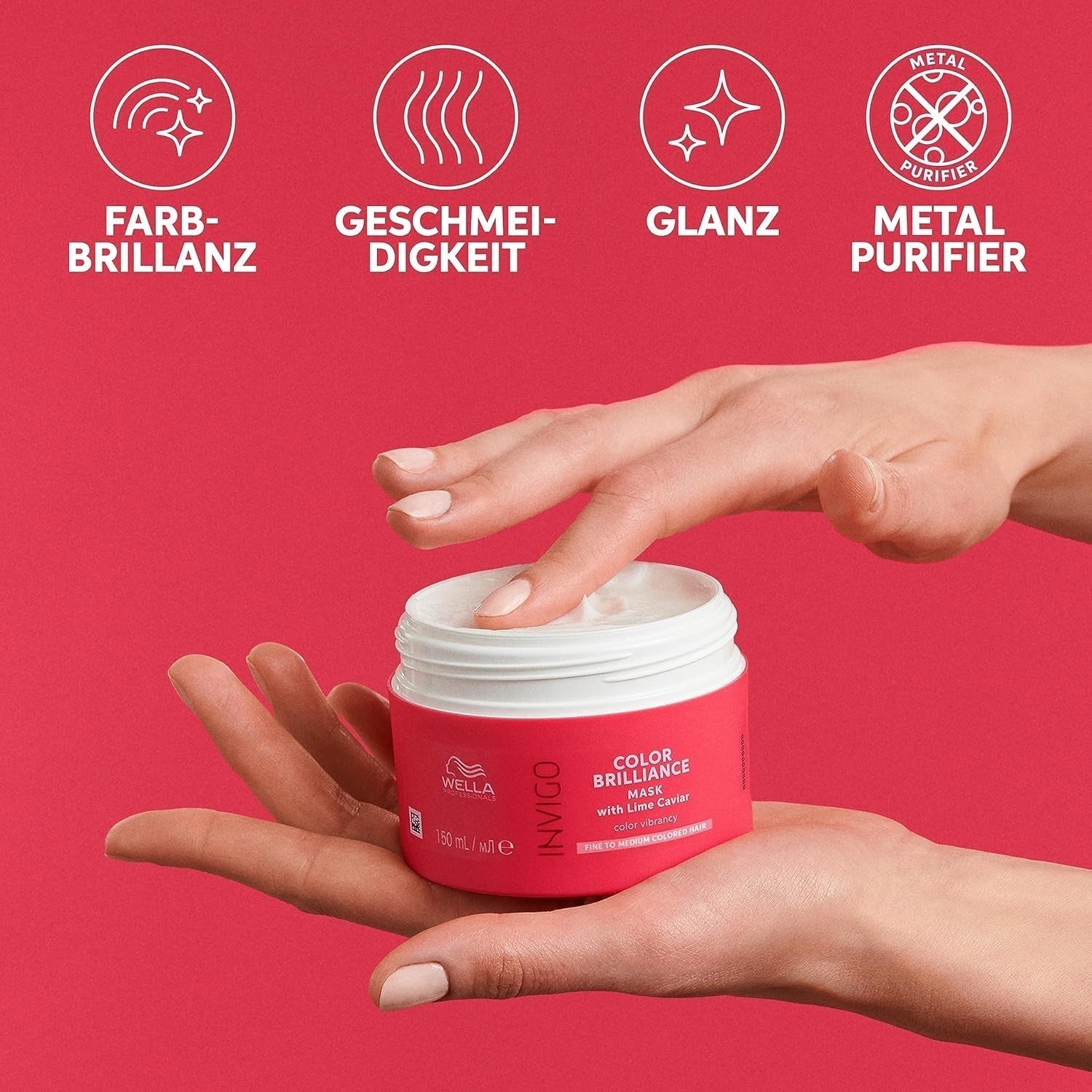 Wella Professionals Invigo Color Brilliance – Shampoo, Spülung und Farbschutzmaske für feines und dickes coloriertes Haar – mit Vitamin E, Antioxidantien und niedrigem pH-Wert – glättende und pflegende Naty Shop Haarmaske