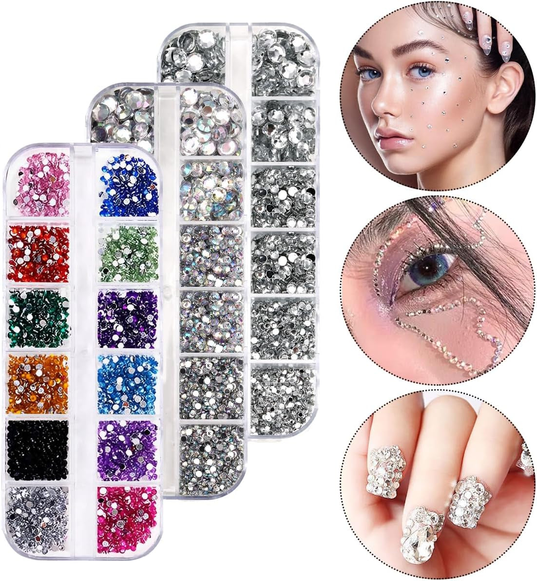 4600 Stück Strasssteine ​​​​Für Nägel, Nagel Glitzersteine ​​​​3 Verschiedene Stil Flache Nagel Gems Nägel Steine ​​​​Kleine Nagel Steinchen Mit Pinzette Und Strass Picker Dotting Pen Für Nägel/Kleidung/Handwerk