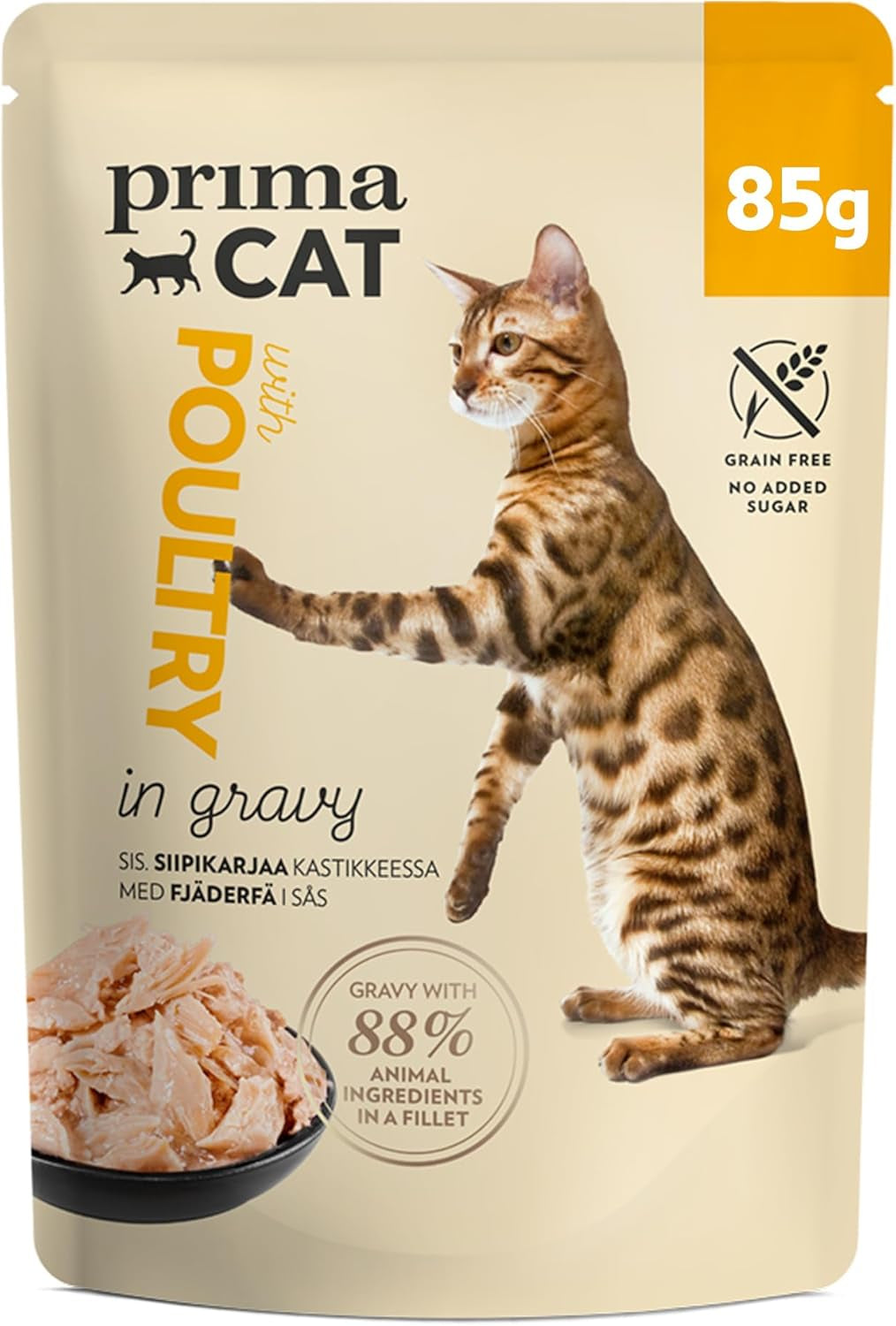 PrimaCat - Klassisches Nassfutter für Katzen, Vogelgeschmack in Soße, 28 x 85 g