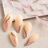 JMEOWIO Nagelsticker Französische Spitze 9 Blatt Nail Art Sticker Selbstklebend Nagelaufkleber Glitzer Wellenlinie Dekoration Nageldesign Zubehör