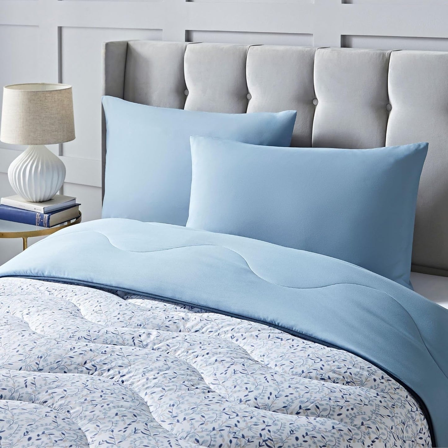 Night Lark Bettdecke ohne Bezug, Super-King-Size-Bett, 6 Tog, Frühling und Sommer – Blue Garden, superweiche Bettdecke, leicht, maschinenwaschbar, schnell trocknend, All-in-One-Wendebettdecken und Steppdecken, Naty Shop