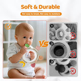 Baby-Beißring, sensorisches Spielzeug für 0 3 6 7 8 9 10 12 Monate, Baby-Zahnhilfe-Spielzeug für Neugeborene 3 6 12 18 Monate, Jungen und Mädchen, Ostergeschenke für Babyparty, Party, braun
