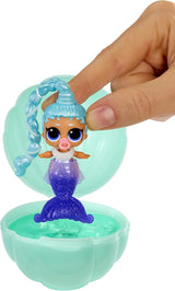 LOL Überraschung! Mermaid Makeover Magic Baby Sisters – Farbwechselnder Meerjungfrauenschwanz mit Muschelkugel zum Ausstellen, 6 Sammelpuppen – ab 4 Jahren