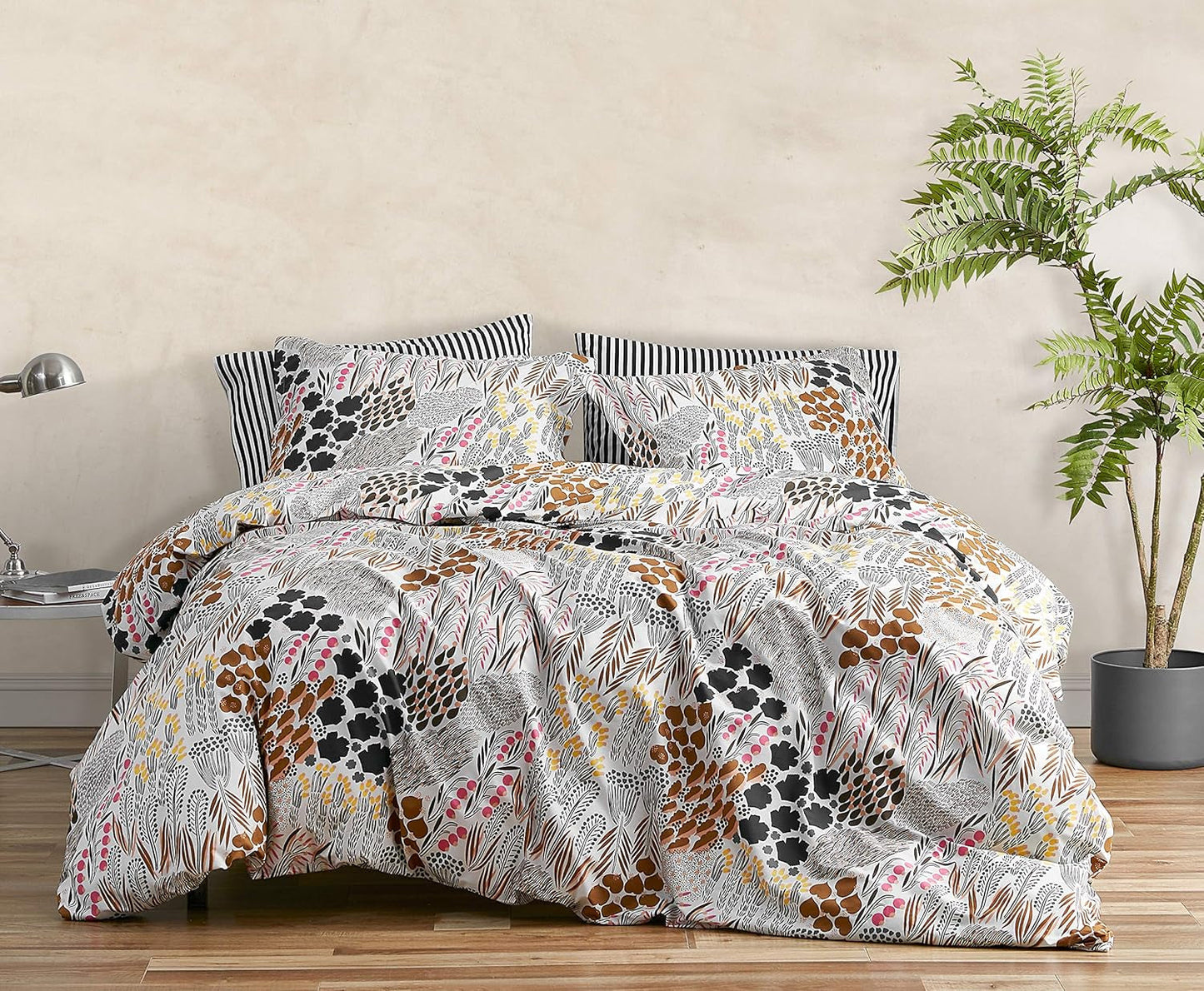 MARIMEKKO Queen-Bettwäsche-Set, Baumwoll-Perkal-Bettwäsche mit passenden Kissenbezügen, ganzjährige Heimdekoration (Pieni Letto, mehrfarbig, Queen-Size-Bett), Bettdecken und Bettdecken Naty Shop Regina