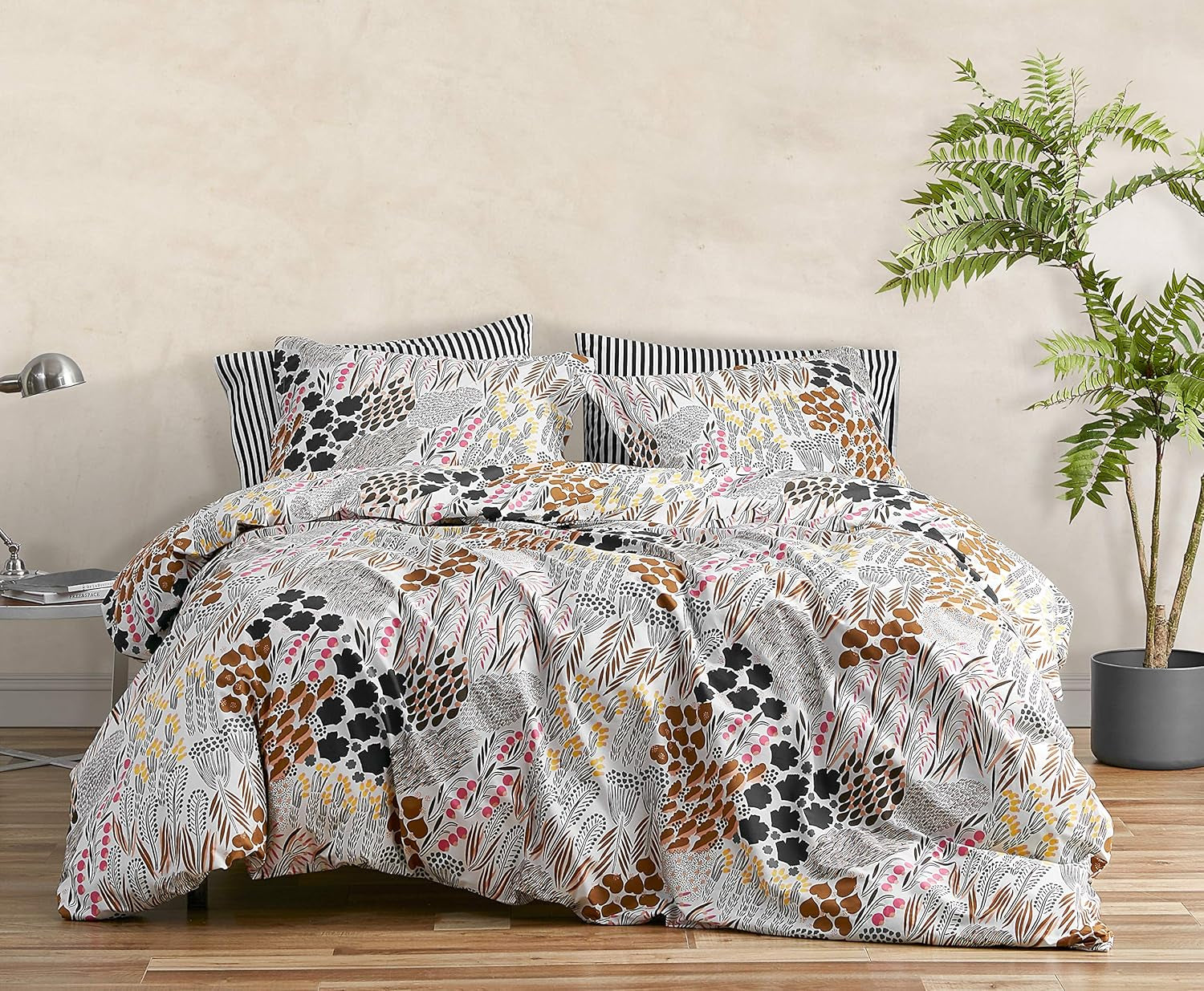 MARIMEKKO Queen-Bettwäsche-Set, Baumwoll-Perkal-Bettwäsche mit passenden Kissenbezügen, ganzjährige Heimdekoration (Pieni Letto, mehrfarbig, Queen-Size-Bett), Bettdecken und Bettdecken Naty Shop Regina