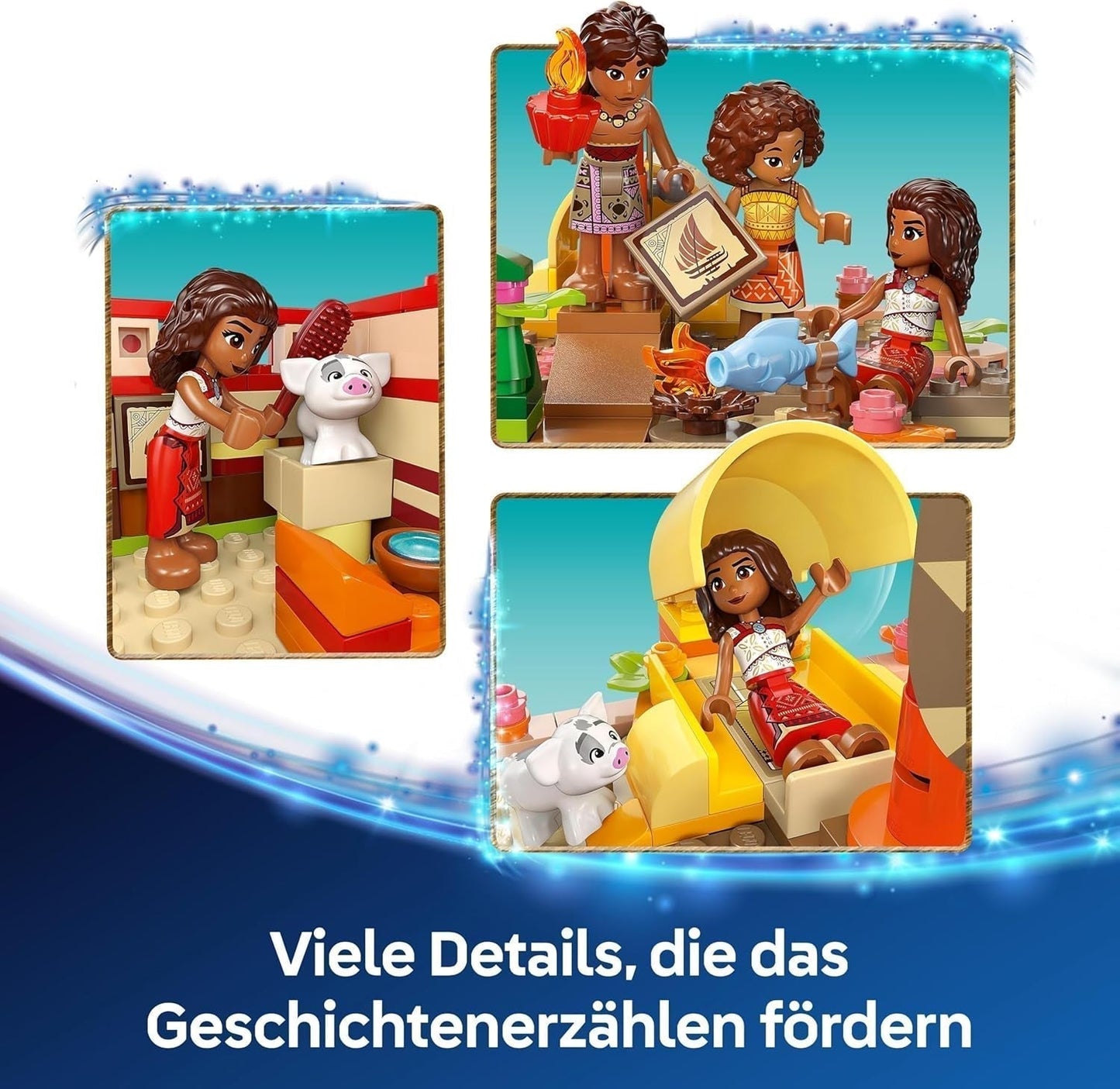 LEGO® Disney Moana 2: Vaianas Abenteuerfloß – Spielzeugboot mit Segeln, abnehmbarem Deck, Lagerfeuer und 3 Minipuppen, darunter Loto und Moni – Geschenk für Mädchen ab 6 Jahren und Fans – 43270 Bausets Beuche den LEGO-Store