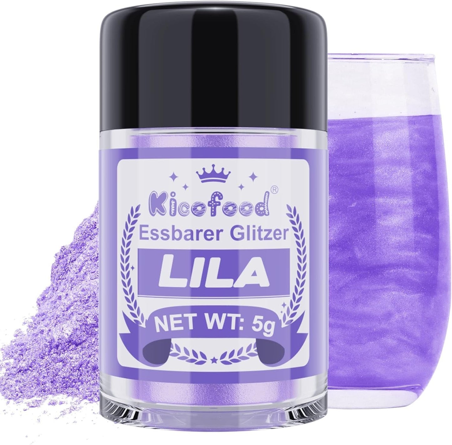 Kicofood, essbarer Glitzer, 5 Gramm, verschiedene Farben Glitter Naty Shop Lilac Purple