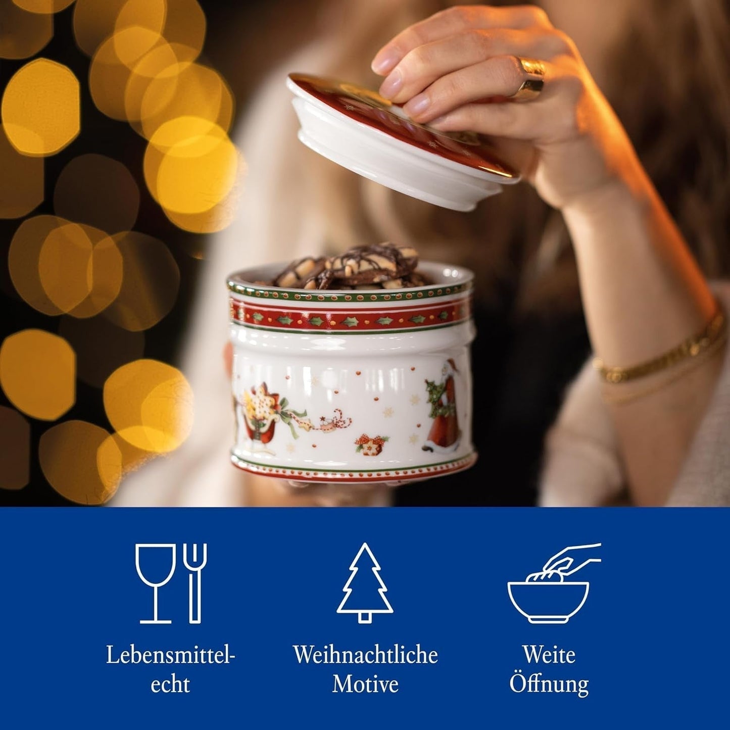 Villeroy & Boch – Winter Bakery Delight Kleine Aufbewahrungsbox, Keramik-Weihnachtskeksbox, Weihnachtsbox, Plätzchenbox, Plätzchenbox, Keramikbox mit Deckel, Süßigkeiten-Aufbewahrung, Premium-Porzellan-Lebensmittel-Aufbewahrungsboxen Naty Shop