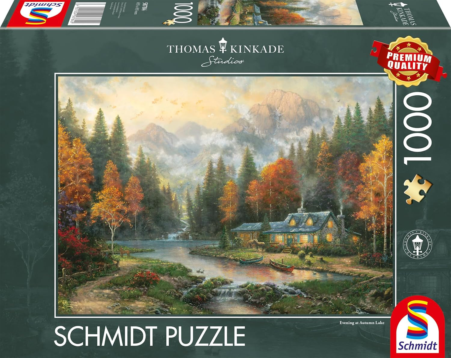 Schmidt Spiele 58784 Thomas Kinkade, Abend am Herbstsee, Puzzle 1000 Teile, bunt Puzzle Naty Shop Standardtitel