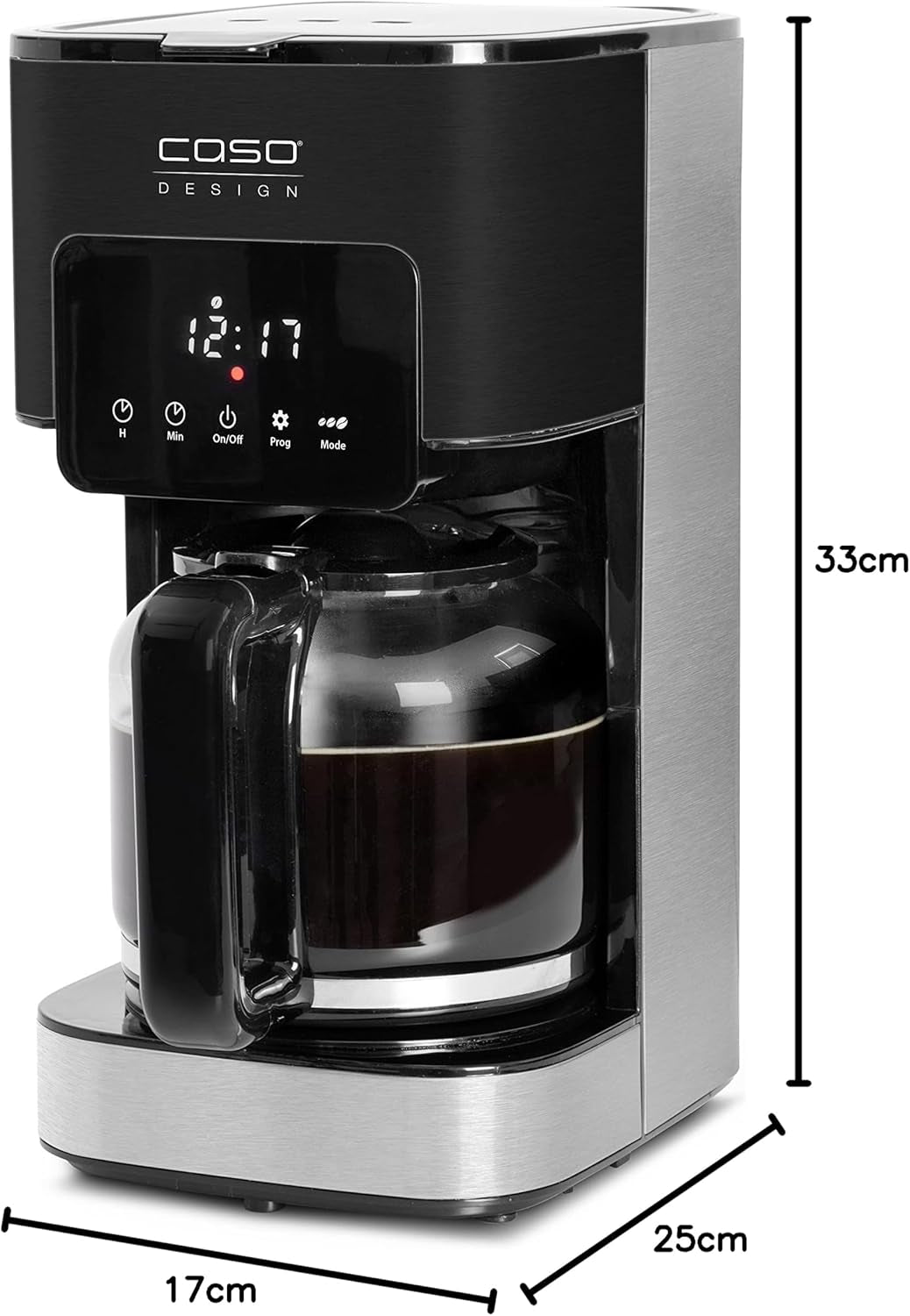 CASO Coffee Taste and Style Espressomaschine mit Permanentfilter, 1,5 l, optimale Brühtemperatur 92-96 °C, Anti-Tropf-System, optimierter Brühkopf, Edelstahl, 12 Tassen