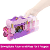 Mattel Disney Princess Verwandlungsspielset Kutsche zum Schloss mit kleiner Aurora-Puppe, 3 Ebenen, 6 Spielbereiche, 4 Figuren, Möbel und Zubehör HWX17 Naty Shop Dolls