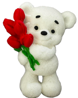 Essbare Zuckerdekoration, Teddybär mit Tulpen. Dekorationen von Naty Shop Sugar Paste