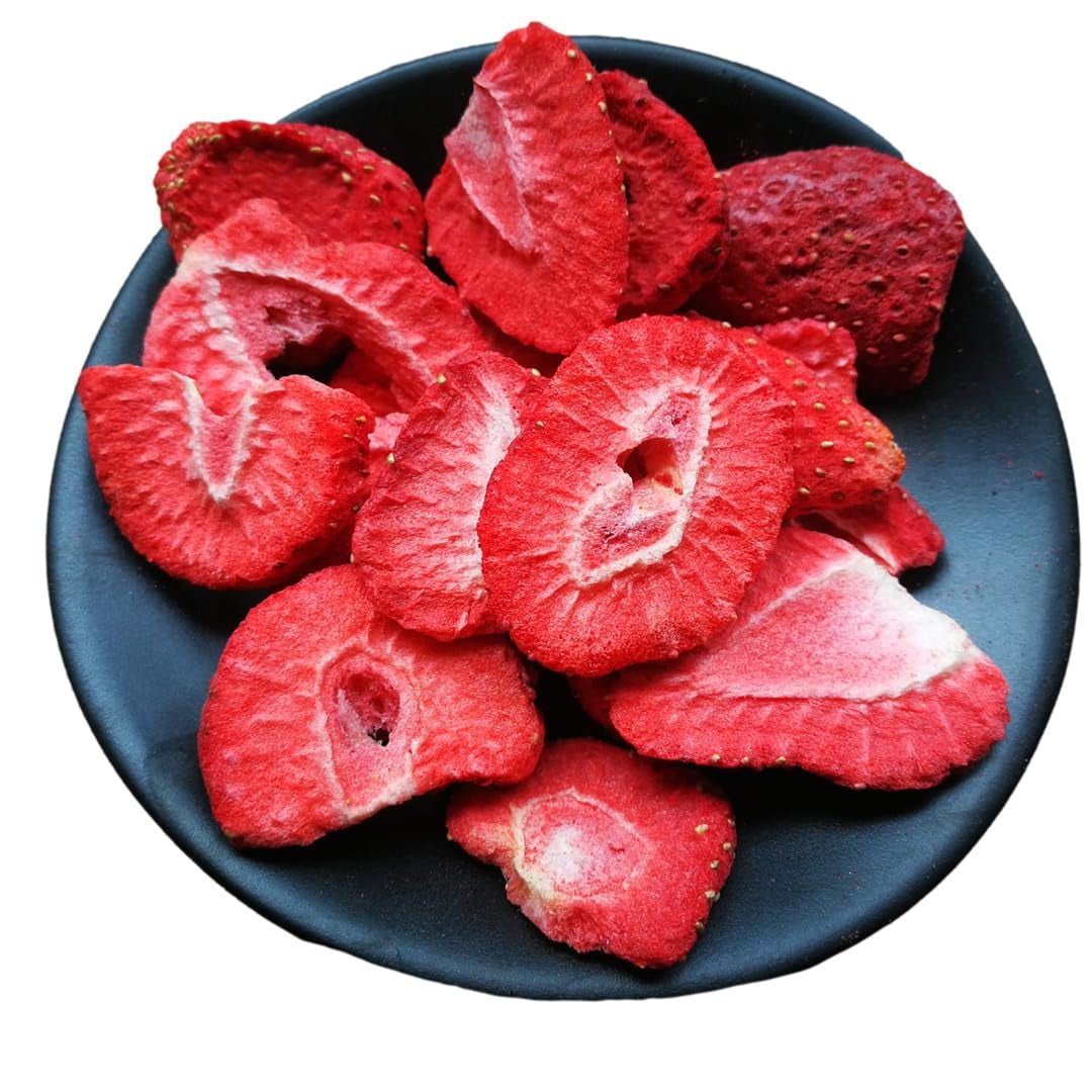 '- 150 g 100 % natürliche und reine gefriergetrocknete Erdbeeren - Geschnittene getrocknete Erdbeeren - Gefriergetrocknete Trockenfrüchte ohne Zuckerzusatz - Ungesüßte Erdbeerchips Dehydrierte Produkte Naty Shop 150 G Erdbeeren