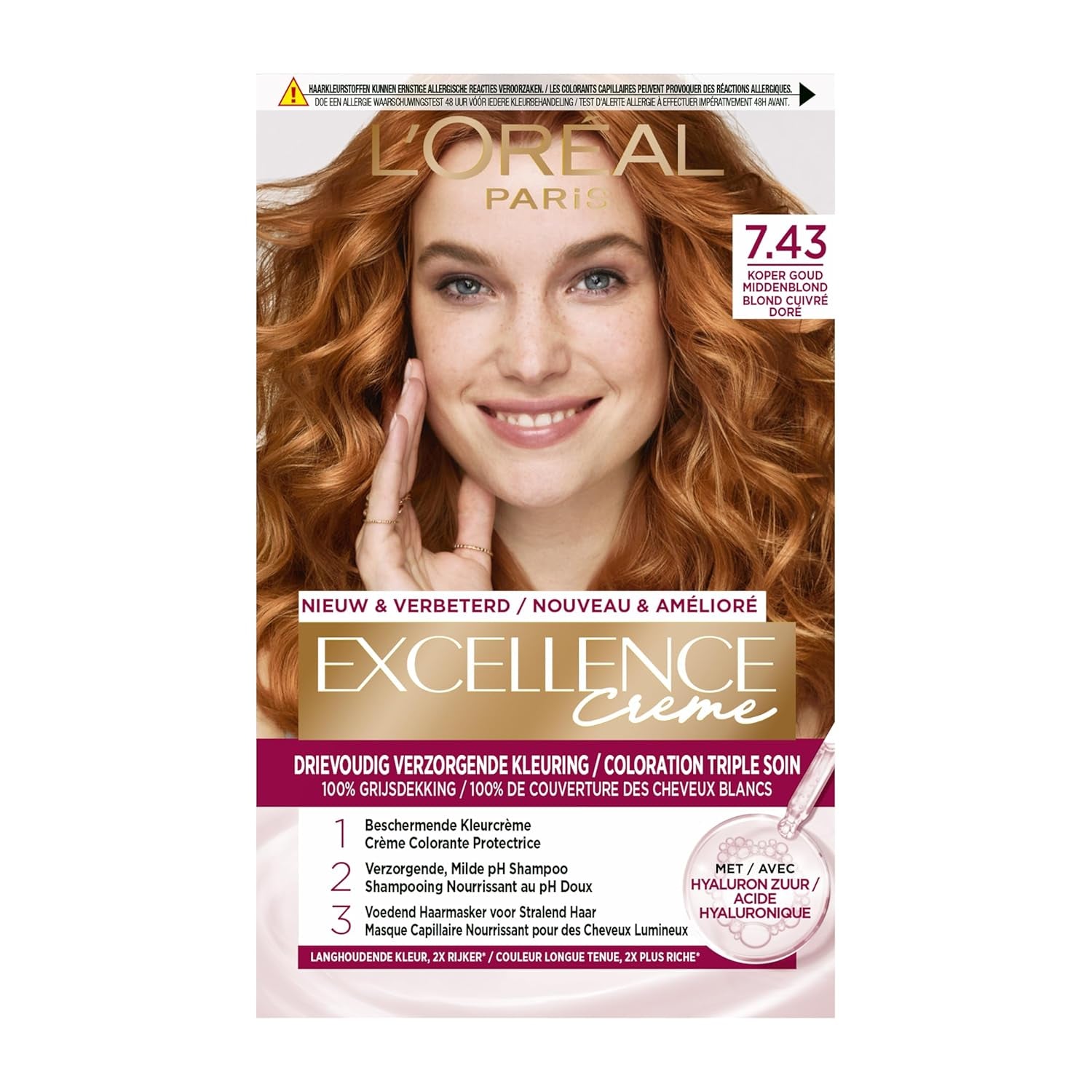 Paris Excellence Creme 7.43 Haarfarbe Rot – Haarfarbe (Rot, Blond Cuuvré Gold, Belgien, 63 mm, 100 mm, 163 mm) Naty Shop Haarfarbe Standardtitel