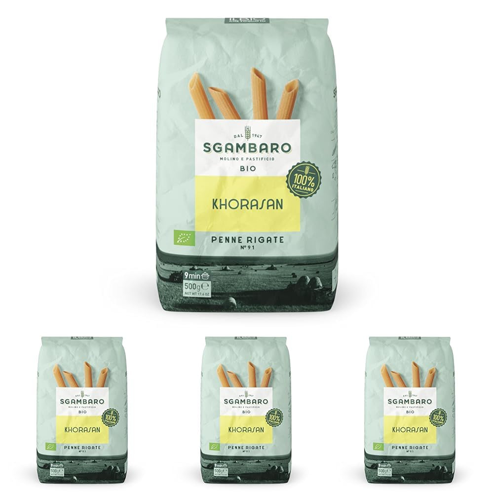 Bio-Penne-Rigate-Nudeln N.91 – 500 g aus Khorasan-Weizen – Uralter Weizen, reich an Proteinen, 100 % in Italien angebaut – Vielseitig in der Küche und reich an Nährstoffen