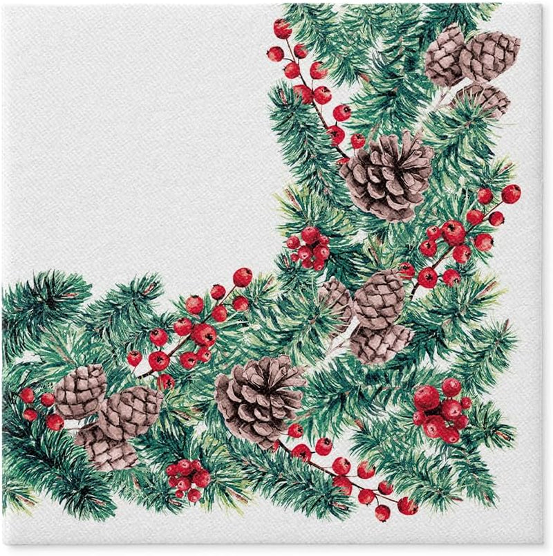 PAW – Airlaid-Servietten (40 x 40 cm) I 50 Stück I Perfekt für Weihnachten, Winter, Feiertage I Tischdekorationen für Heiligabend I Airlaid-Servietten in Stoffoptik Winterzweige I Winterzweige