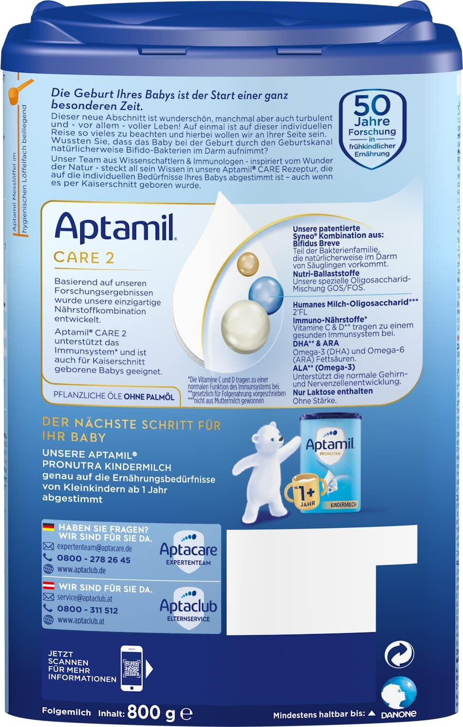 Aptamil Care 2 – Auch für Kaiserschnitt-Babys geeignet – 1 x 800 g