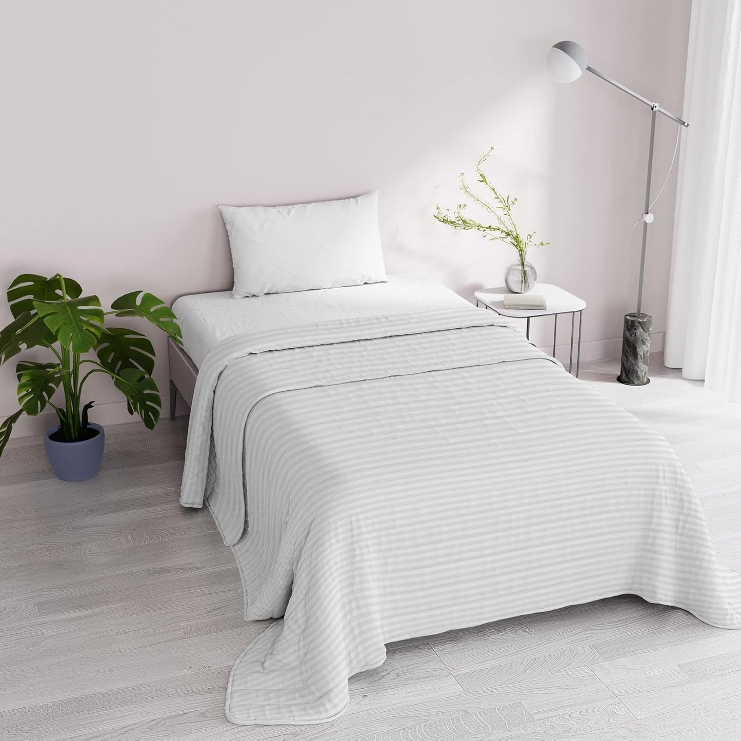 Sommerdecke Satinstreifen, Polyester, Creme, 260 x 250 cm Steppdecken und Steppdecken Naty Shop Weiß 170 x 250 cm