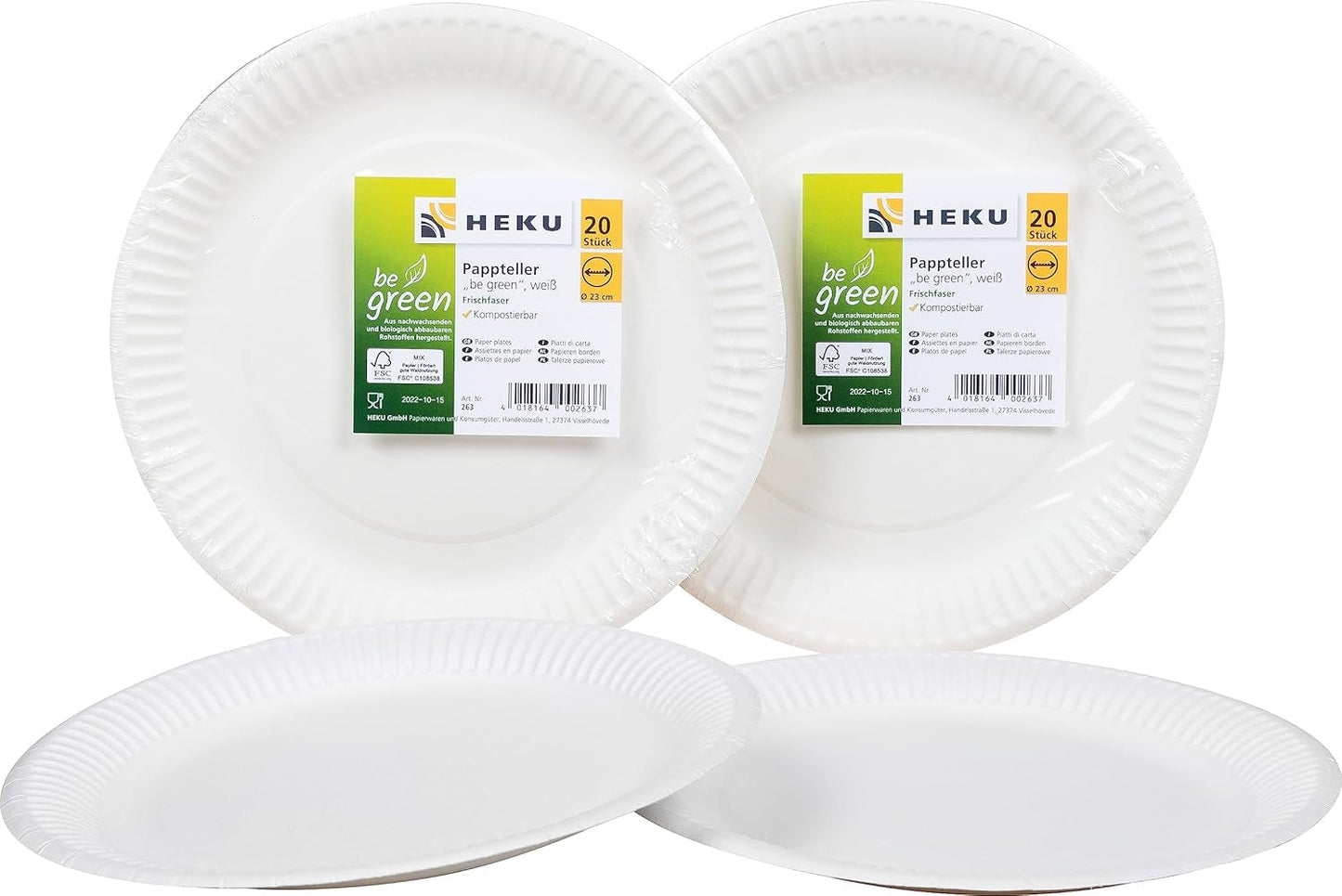 HEKU 191-tlg. USA-Party-Set I Pappteller Ø23 cm, rote Becher, 3-lagige Servietten 33 x 33 cm, Deko-Picker, Wimpelkette 10 m I perfekt für Mottopartys und Nationalfeiertage