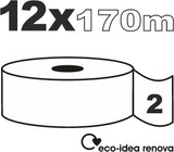 Toilettenpapier Renova Jumbo BLK, 12 Rollen à 170 M, weißes Papier, 2 Lagen