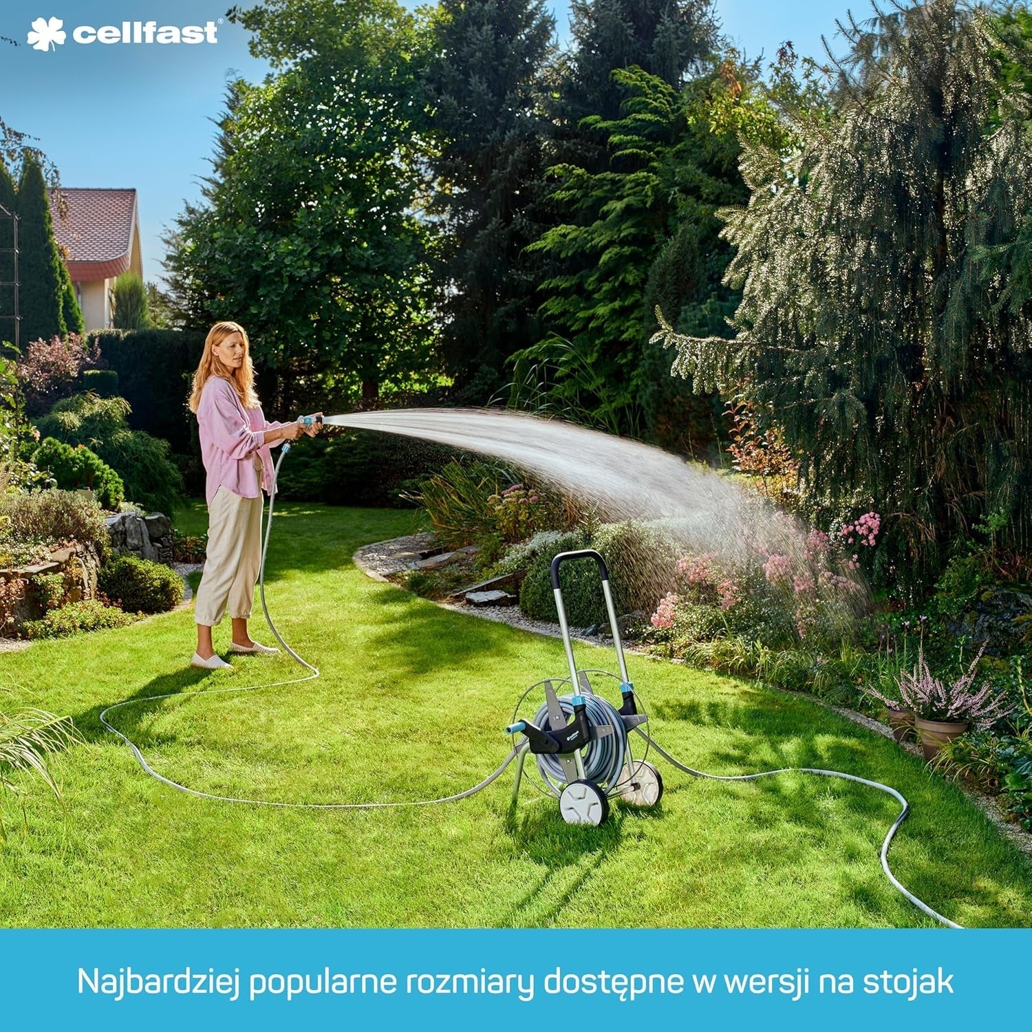 Cellfast Ideal Gartenschlauch-Set, robust, flexibel, 4-lagig, Sprinkler, UV- und algenbeständig, Reach-Technologie, 27 bar, -20/+60° kurzfristig, 1/2 Zoll, 20 m