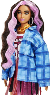 Barbie HDJ46 – Extra-Puppe im Kleid mit Basketball-Trikot und Zubehör, mit Corgi-Haustier, extra langem lockigem Haar mit rosa Strähnen und flexiblen Gelenken, Geschenkspielzeug für Kinder ab 3 Jahren, Naty Shop Dolls
