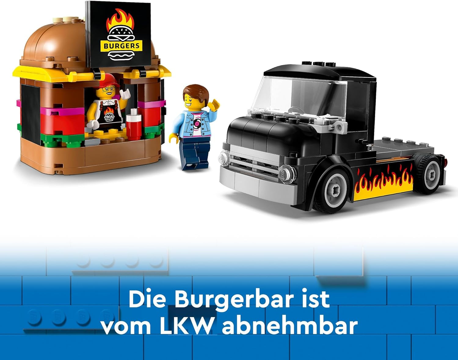 LEGO City Burger Truck Bauset mit Spielzeugauto für 5-Jährige, Imbisswagen-Minifigur und Zubehör, lustiges Geschenk für Jungen und Mädchen 60404 Bausets Besuchen Sie den LEGO-Store