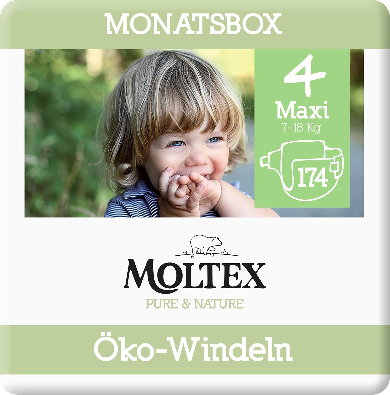 Pure & Nature Bio-Windeln, Größe 6 XL (17–28 kg), Monatsbox mit 84 Bio-Windeln