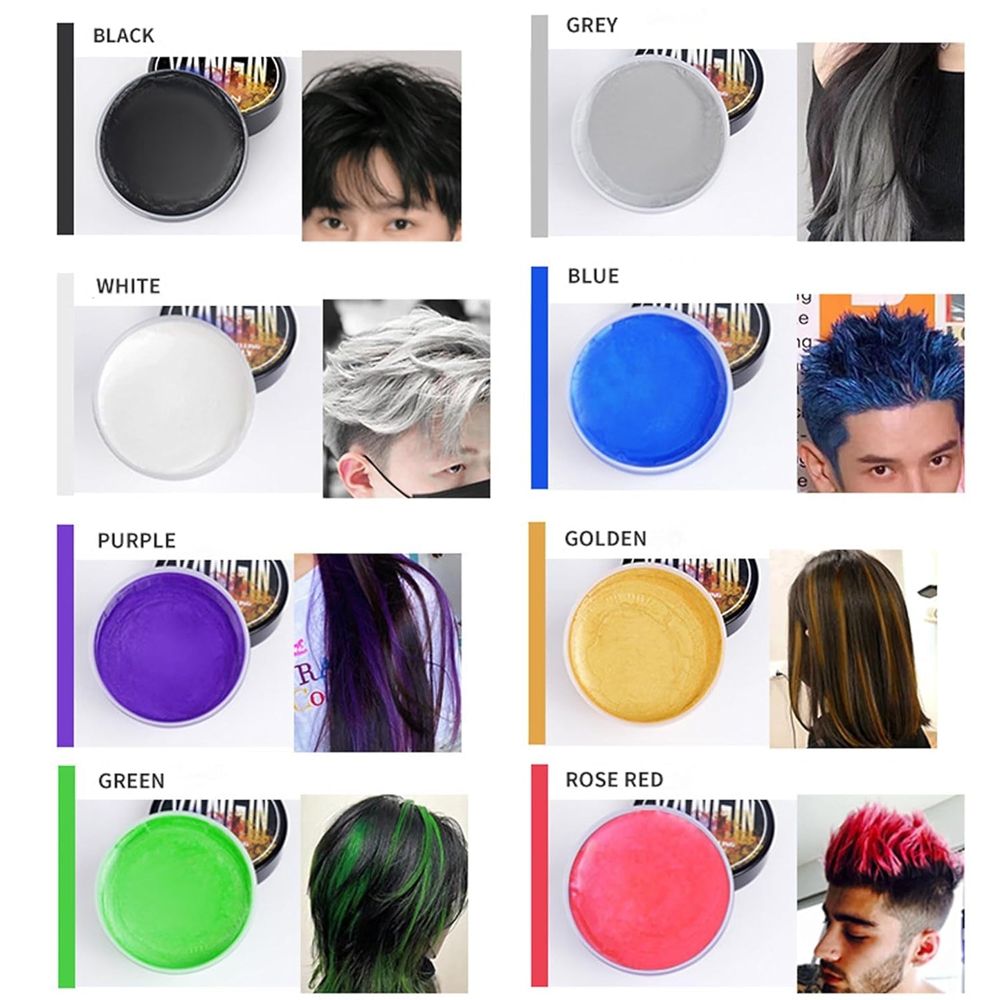 Grüne temporäre Haarfarbe, Styling-Haarfarbe für Männer und Frauen, natürliche Haarpomade, Haarfärbewachs für Party, Cosplay & Halloween, Weihnachten, cremefarbene temporäre Haarfarbe (100 g, grün) Naty Shop Haarfarbe