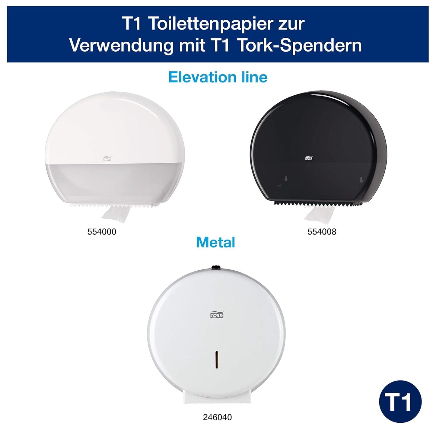 Toilettenpapier Tork Jumbo White T1, Advanced, 2 Schichten, 6 × 380 M, 472118