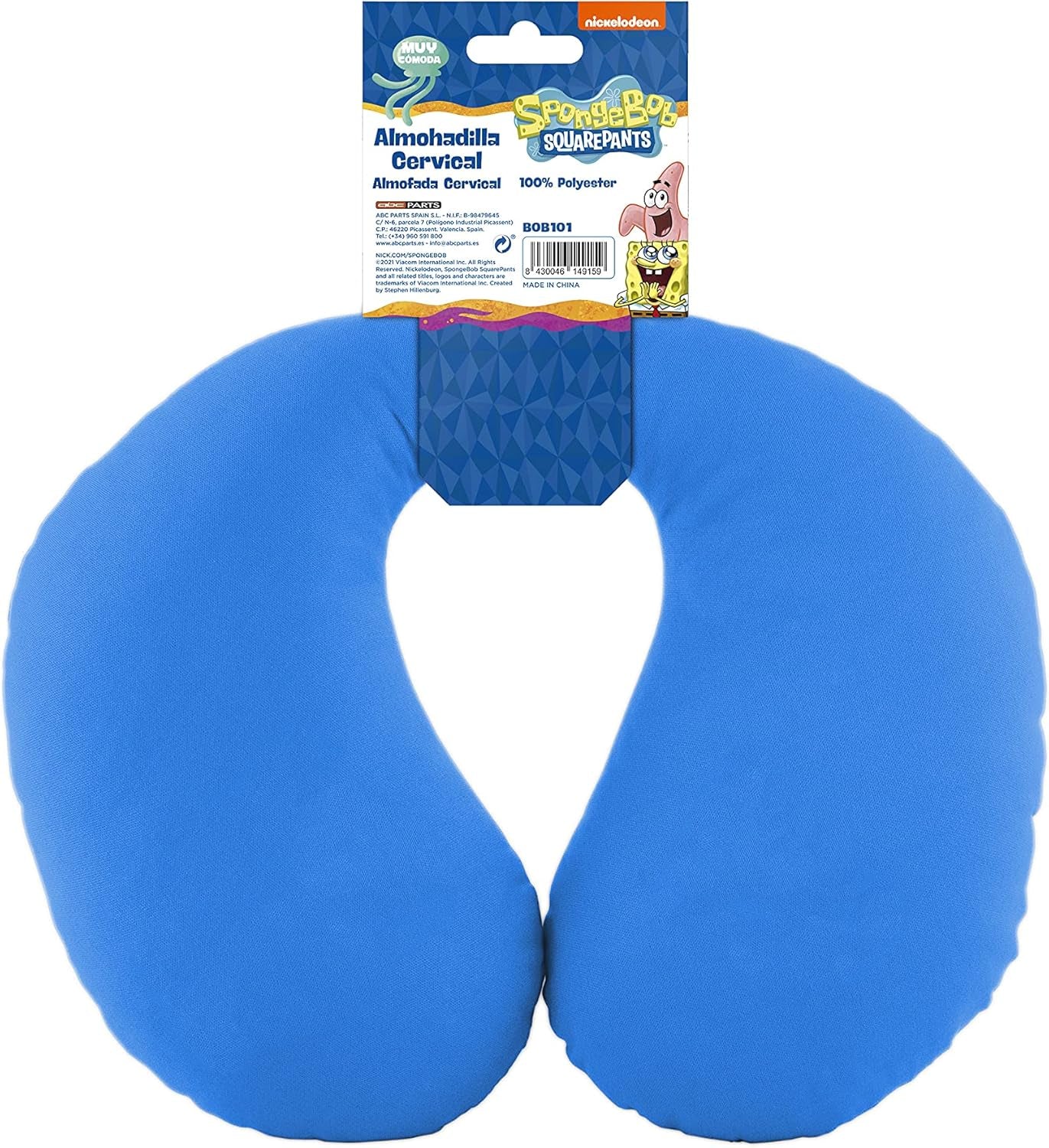 Bob Esponja Spongebob Nackenkissen für Kinder. Super bequemes Reisen, blaue Naty Shop Reisekissen