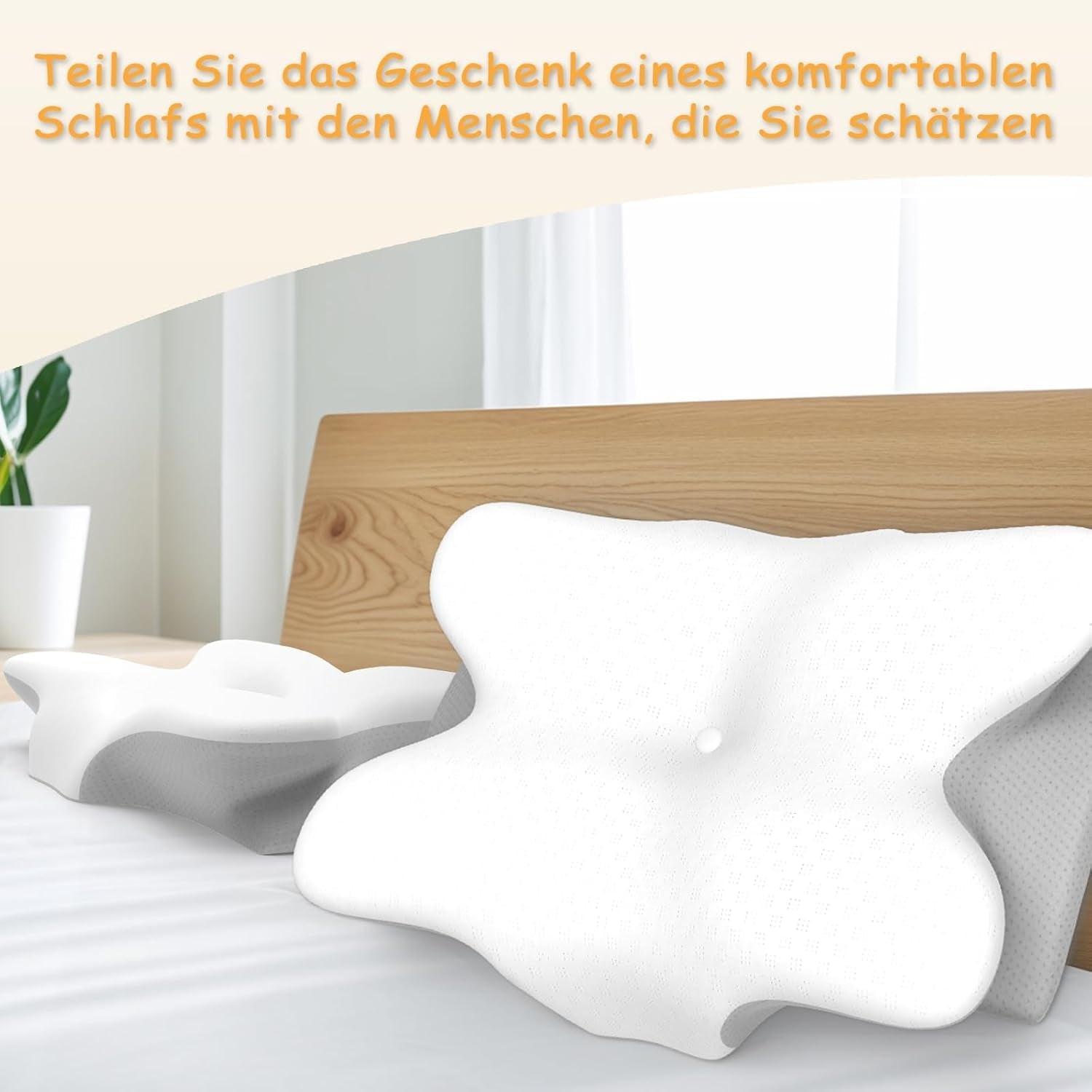 Ergonomisches Nackenkissen aus Memory-Schaum mit abnehmbarem, waschbarem Bezug für orthopädischen Schlaf, Nacken- und Bauchschmerzen (55 x 35 x 13 cm). Orthopädische Nackenkissen von Naty Shop