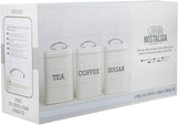 KitchenCraft Living Nostalgia Set mit 3 Vorratsdosen für Tee, Zucker und Kaffee in Geschenkbox, Stahl, Antikcreme, 11 cm x 11 cm x 17 cm, Vintage-Blau. Aufbewahrungsboxen für Lebensmittel von Naty Shop
