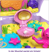 Polly Pocket-Aufbewahrungsbox, Muscheltasche mit 2 Puppen und 1 U-Boot-Polly Pocket-Meerjungfrau-Spielzeug, ab 4 Jahren, GNH11