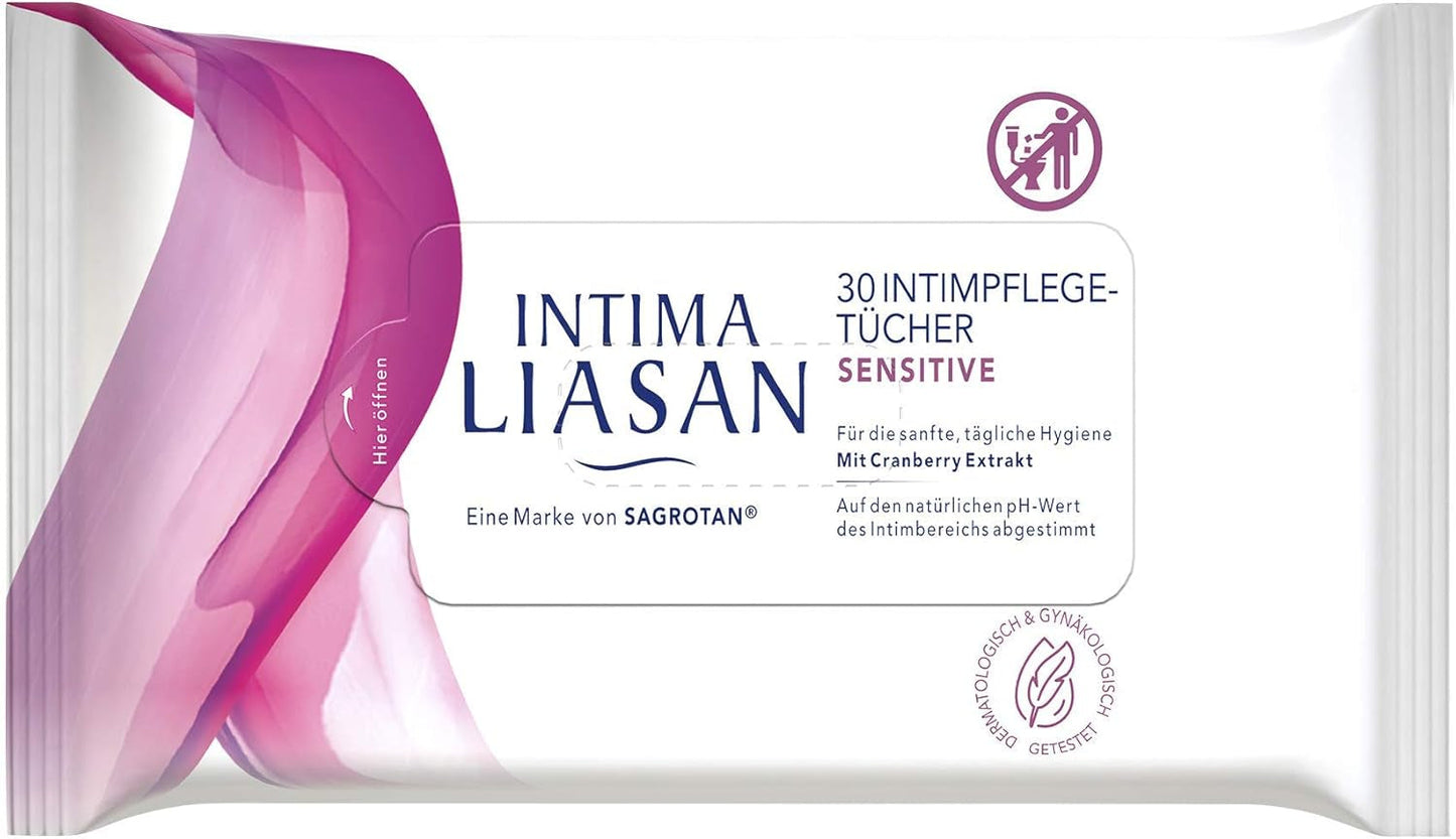 Intima Liasan von Sagrotan Sensitive Intimbinden, seifenfrei und alkoholfrei, 30 Stück