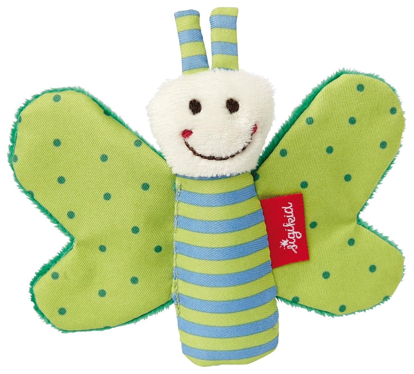 Fehn Knisterseestern – Babyspielzeug zum Greifen und Spielen & Knisterspielzeug für Babys und Kleinkinder ab 0+ Monaten & SIGIKID 41179 Schmetterling Greifling Rot Grün Sterne Babyspielzeug Naty Shop