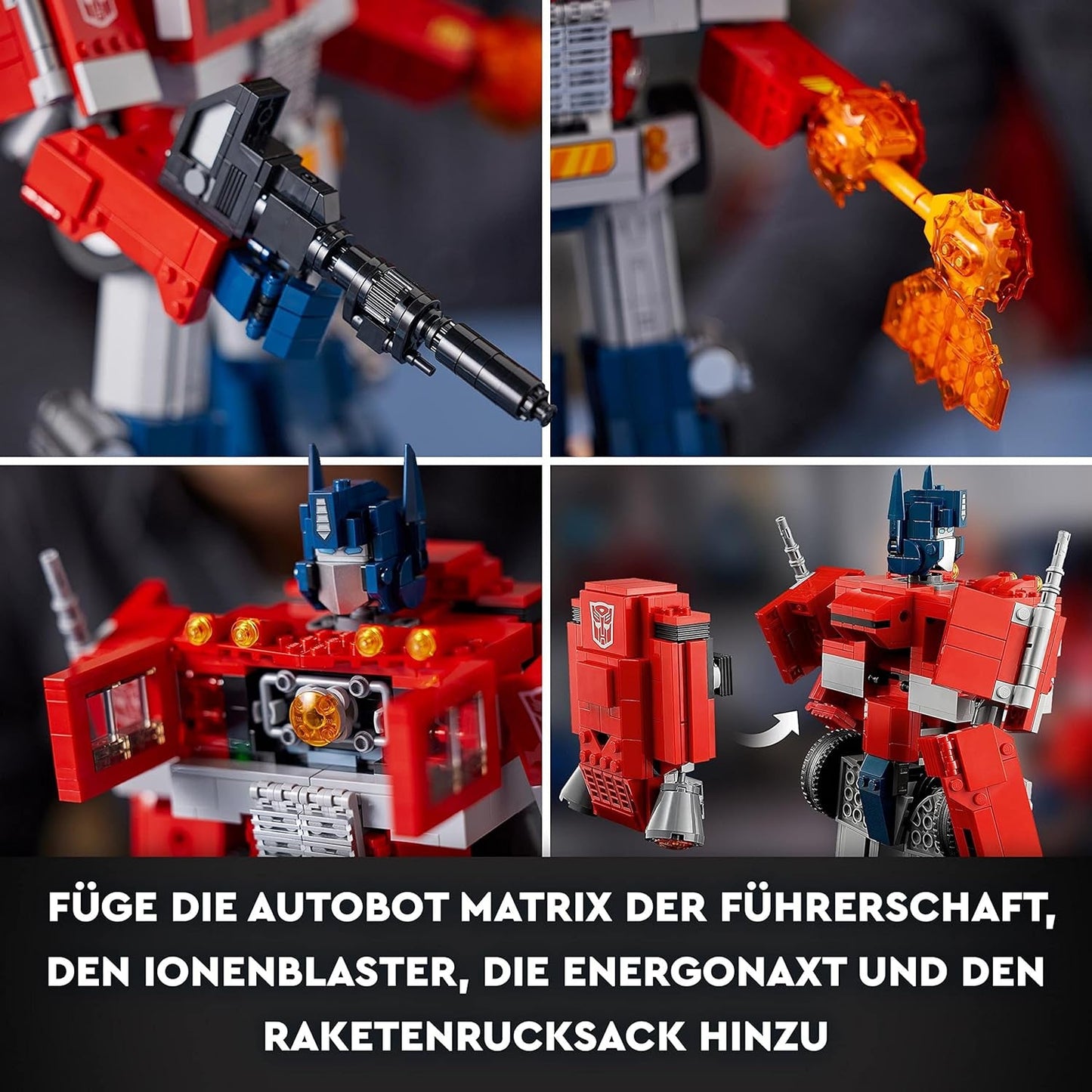 LEGO 10302 Icons Optimus Prime Set, 2-in-1-Roboterfigur und Modell-Truck, Transformers-Spielzeugmodellbausatz für Erwachsene, Geburtstags- oder Weihnachtsgeschenk für Männer, Frauen, Sie und Ihn. Bausets Besuchen Sie den LEGO-Store