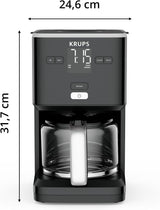 Krups Smart'n Light Kaffeemaschine mit Timer, für 1,25 Liter Filterkaffee, Warmhaltefunktion, Abschaltautomatik, Schwarz, KM600810