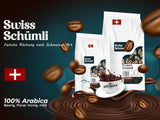 Aus über 175 Jahren Erfahrung: Schwiizer Schüümli Schweizer Schümli Kaffeebohnen 1kg – Leichte Röstung für einen feinen Schümli Kaffee, perfekte Crema, Intensität 2/5, Säure 1/5 – für echten Kaffeegenuss