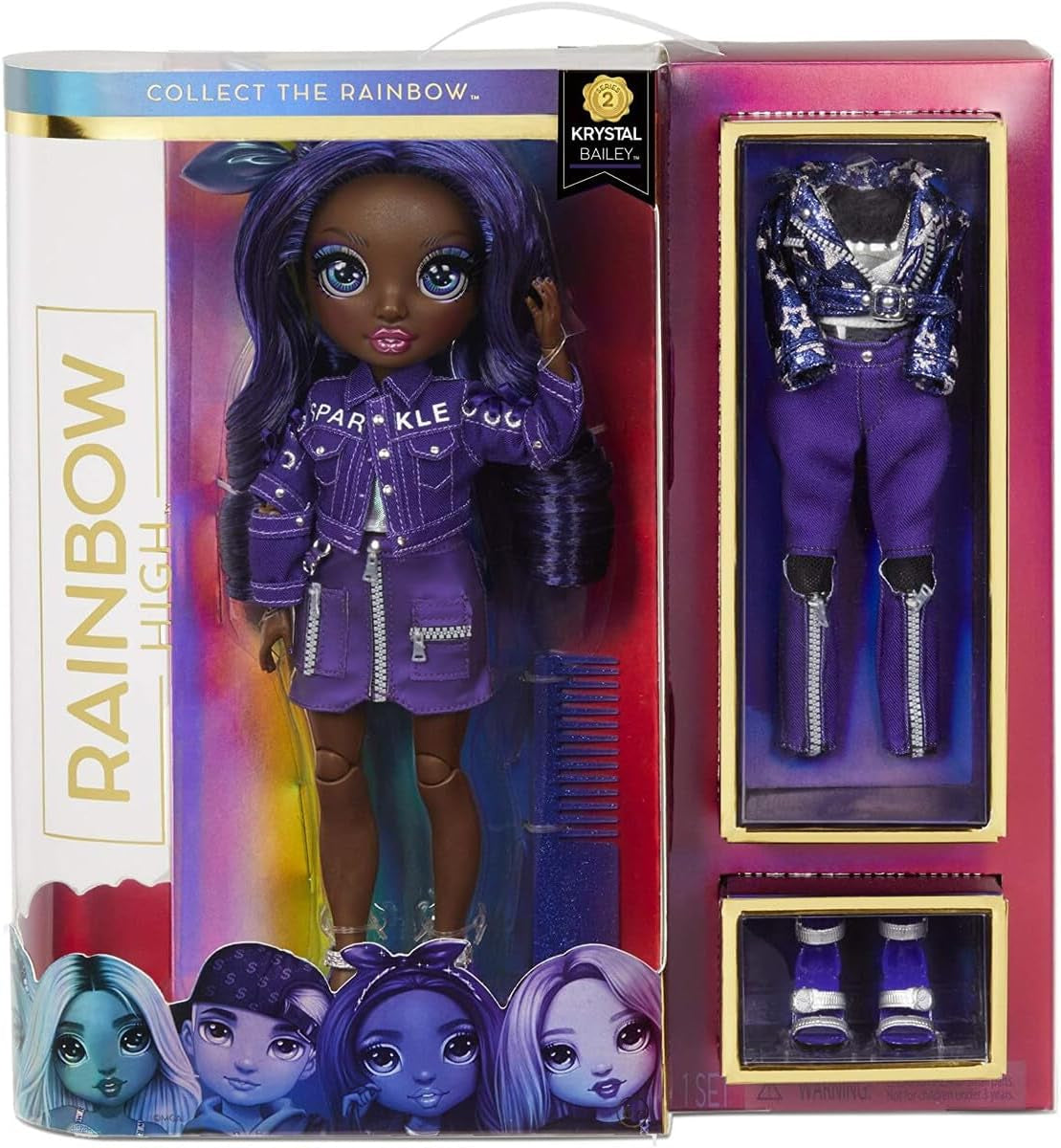 Rainbow High Fashion Doll – Kristal Bailey – Indigo-Puppe mit 2 Deluxe-Outfits – inklusive Puppenzubehör der Serie 2 und Ständer – tolles Geschenk für Kinder und Sammler ab 6 Jahren