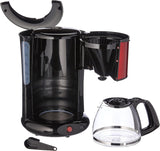 Subito Espressomaschine mit Filter, Glaskaraffe, 10–15 Tassen, Fassungsvermögen 1,25 l, automatische Abschaltfunktion, abnehmbarer Filter, Wasserstandsanzeige, Edelstahl, Rot/Schwarz, FG360D
