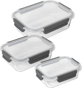 KUHN RIKON 24031 Glasbehälter, Glas, transparent Frischhaltedosen Naty Shop Set 0,64 L/1,05 L/1,52 L