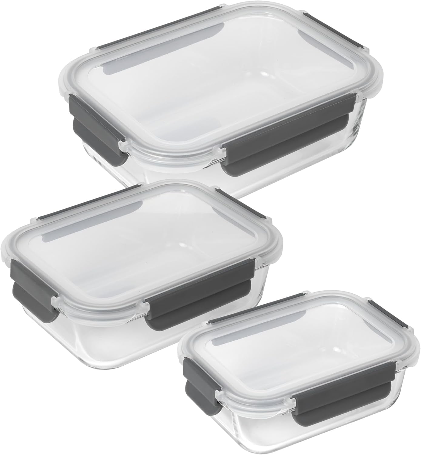 KUHN RIKON 24031 Glasbehälter, Glas, transparent Frischhaltedosen Naty Shop Set 0,64 L/1,05 L/1,52 L