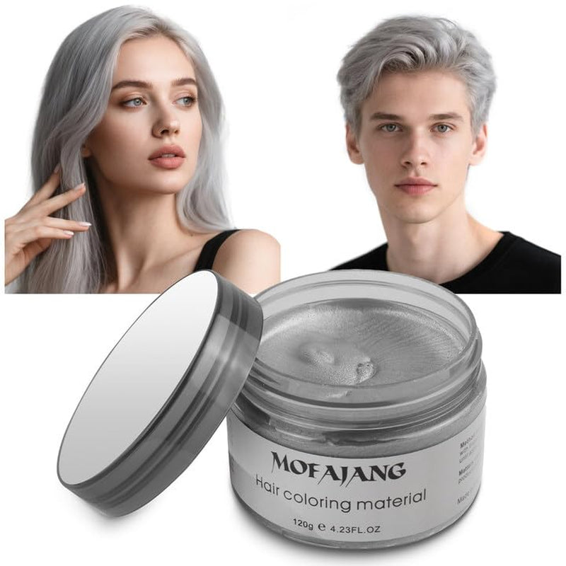 Temporäre Haarfarbe, 4,23 Unzen Farbwachs für Männer und Frauen, waschbare natürliche Farbpomade, sofortige Haarfarbe für Party, Cosplay, Halloween (rot) Naty Shop Haarfarbe grau 120 g (1 Packung)