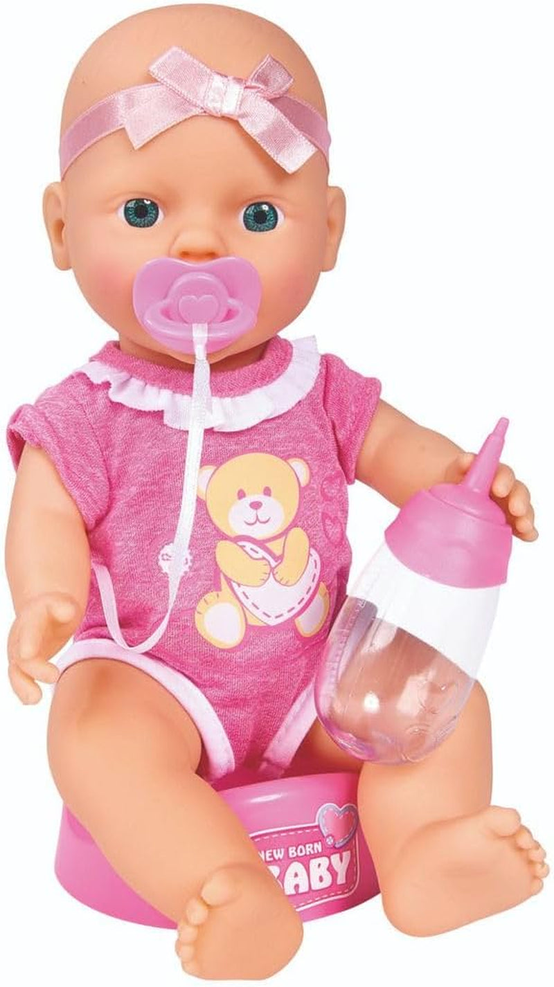 Simba 105030069 – New Born Baby Doll, Vinylpuppe mit Trink- und Fütterfunktion, mit Geburtsurkunde und Zubehör, 4 Teile, 30 cm, Puppe, ab 3 Jahren Naty Shop Dolls